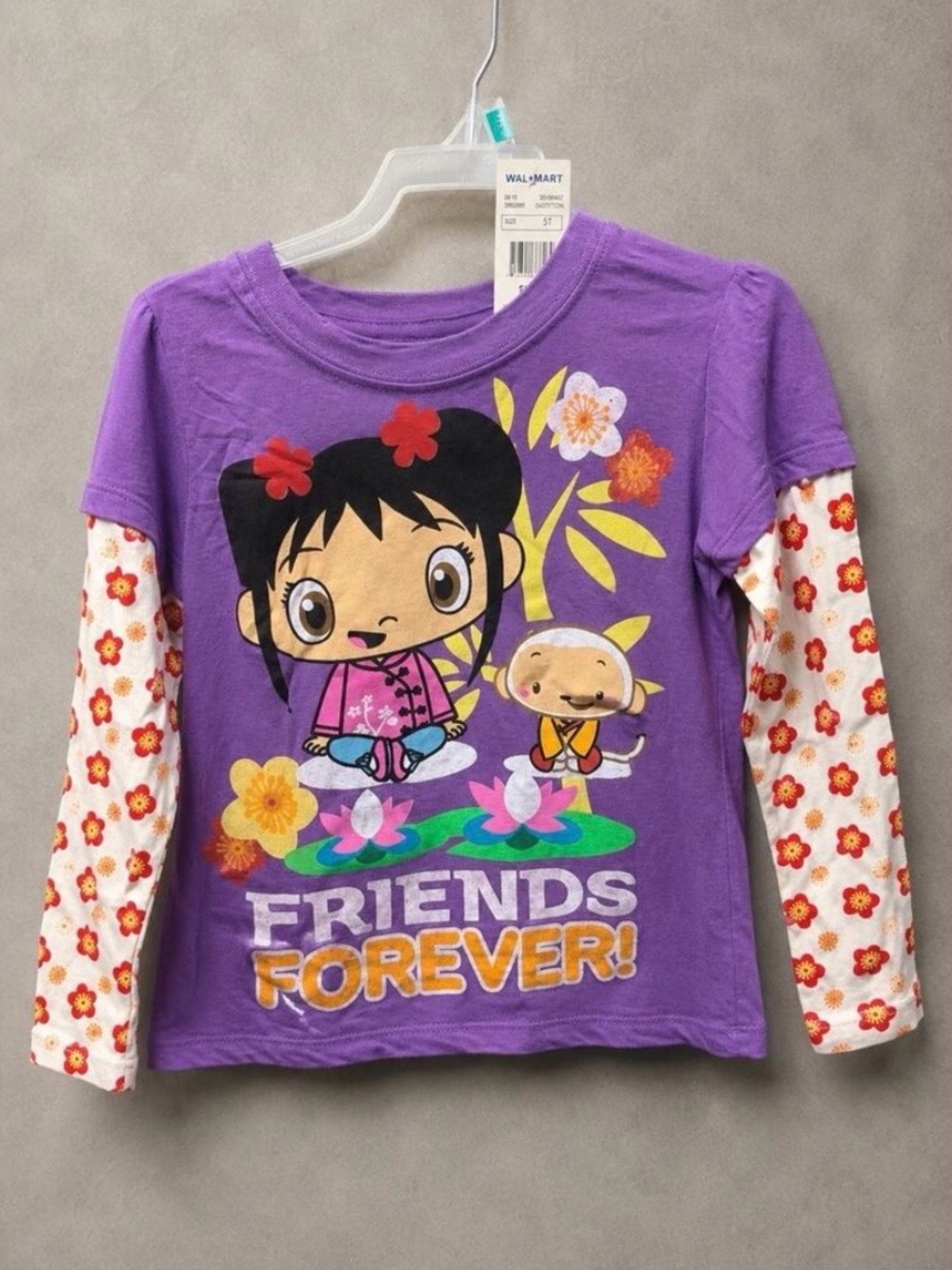 Kids Purple 'Friends Forever' Layered-Look Long Sleeve Top